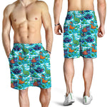 Xmas Dinosaur Pattern Print Men's Shorts
