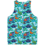 Xmas Dinosaur Pattern Print Men's Tank Top