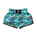 Xmas Dinosaur Pattern Print Muay Thai Boxing Shorts