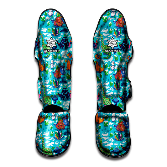 Xmas Dinosaur Pattern Print Muay Thai Shin Guard