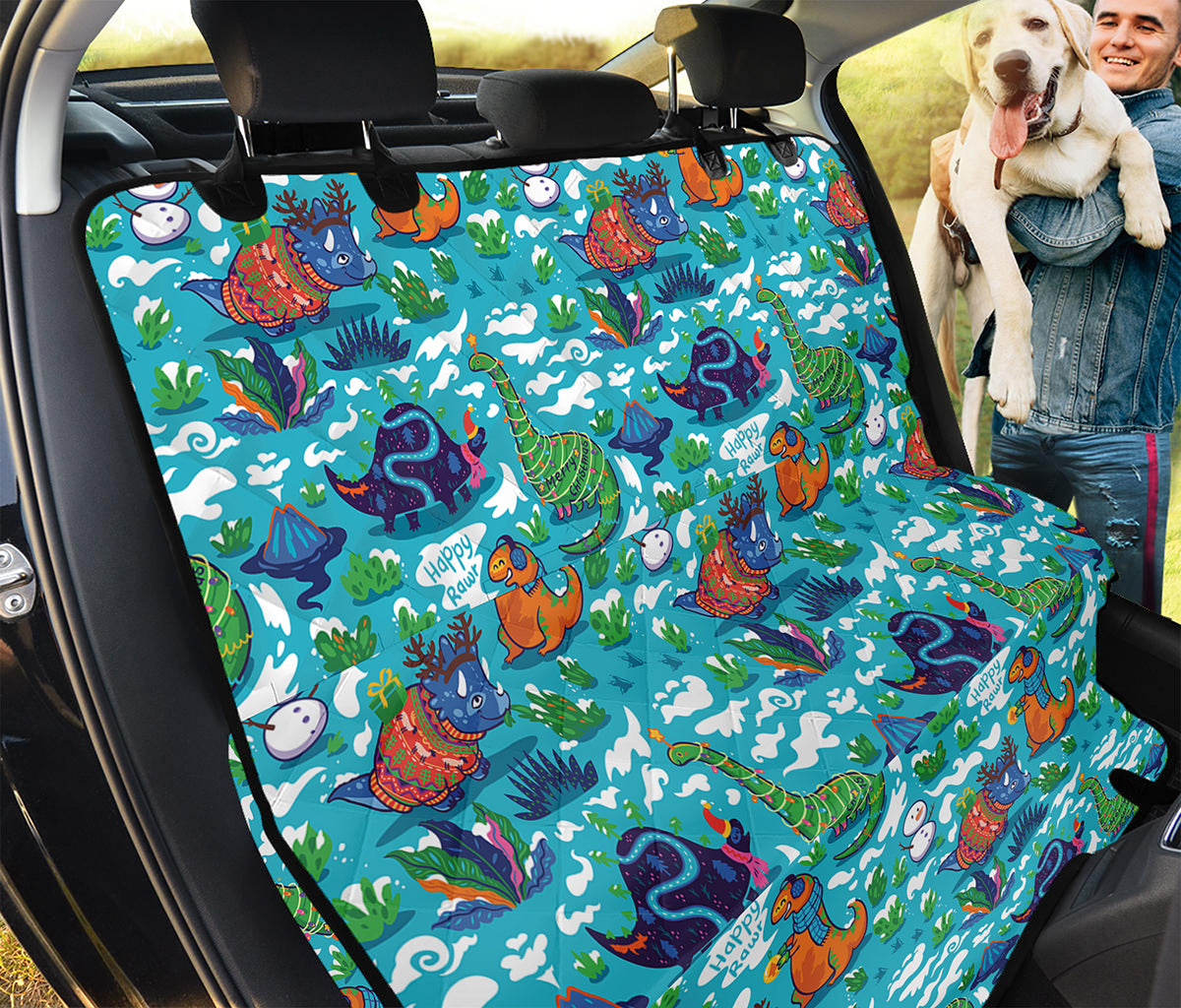 Xmas Dinosaur Pattern Print Pet Car Back Seat Cover