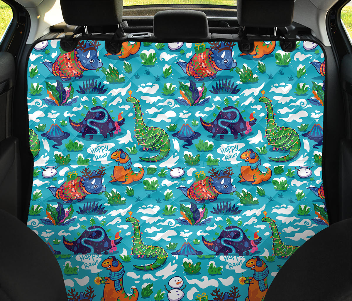 Xmas Dinosaur Pattern Print Pet Car Back Seat Cover