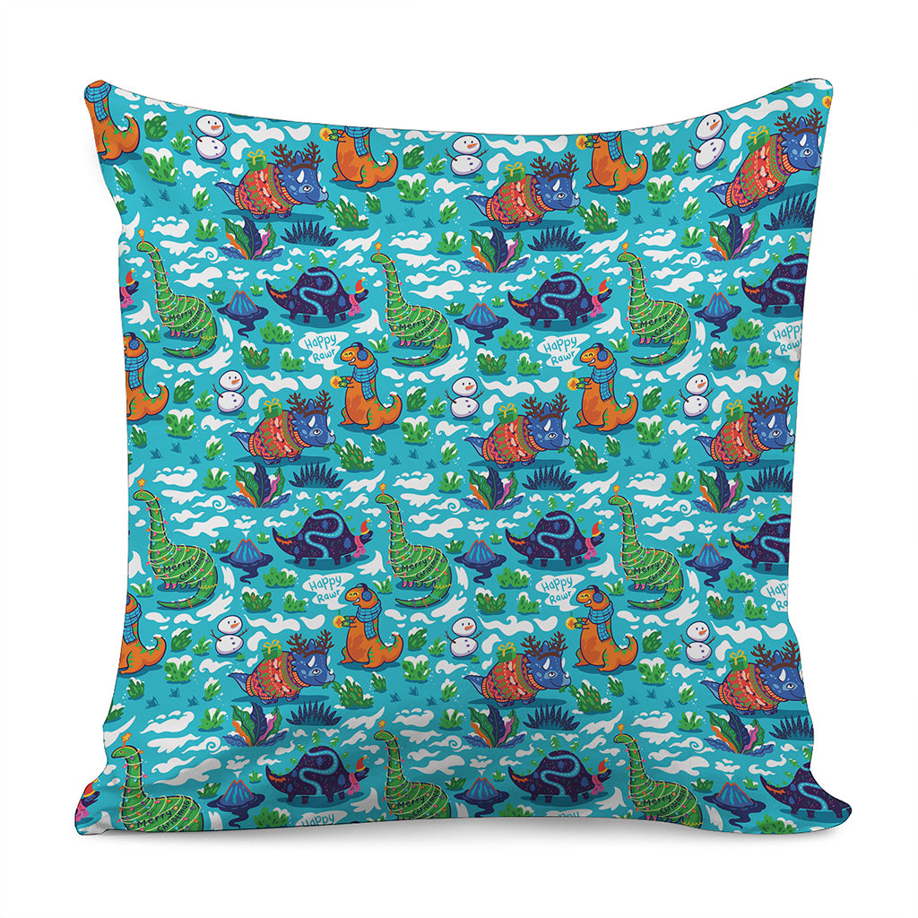 Xmas Dinosaur Pattern Print Pillow Cover