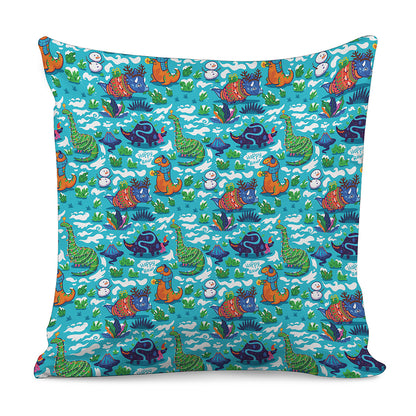 Xmas Dinosaur Pattern Print Pillow Cover