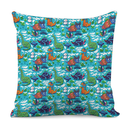 Xmas Dinosaur Pattern Print Pillow Cover