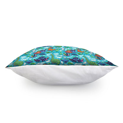Xmas Dinosaur Pattern Print Pillow Cover