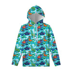 Xmas Dinosaur Pattern Print Pullover Hoodie