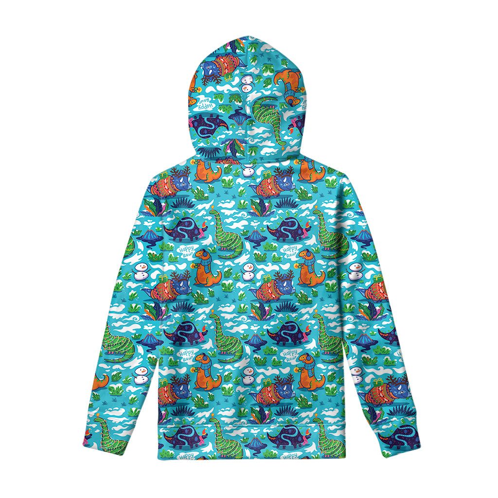 Xmas Dinosaur Pattern Print Pullover Hoodie
