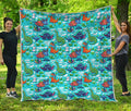 Xmas Dinosaur Pattern Print Quilt