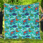 Xmas Dinosaur Pattern Print Quilt