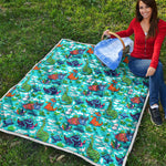 Xmas Dinosaur Pattern Print Quilt