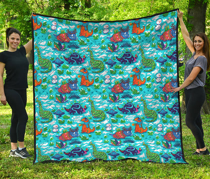 Xmas Dinosaur Pattern Print Quilt