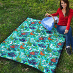Xmas Dinosaur Pattern Print Quilt