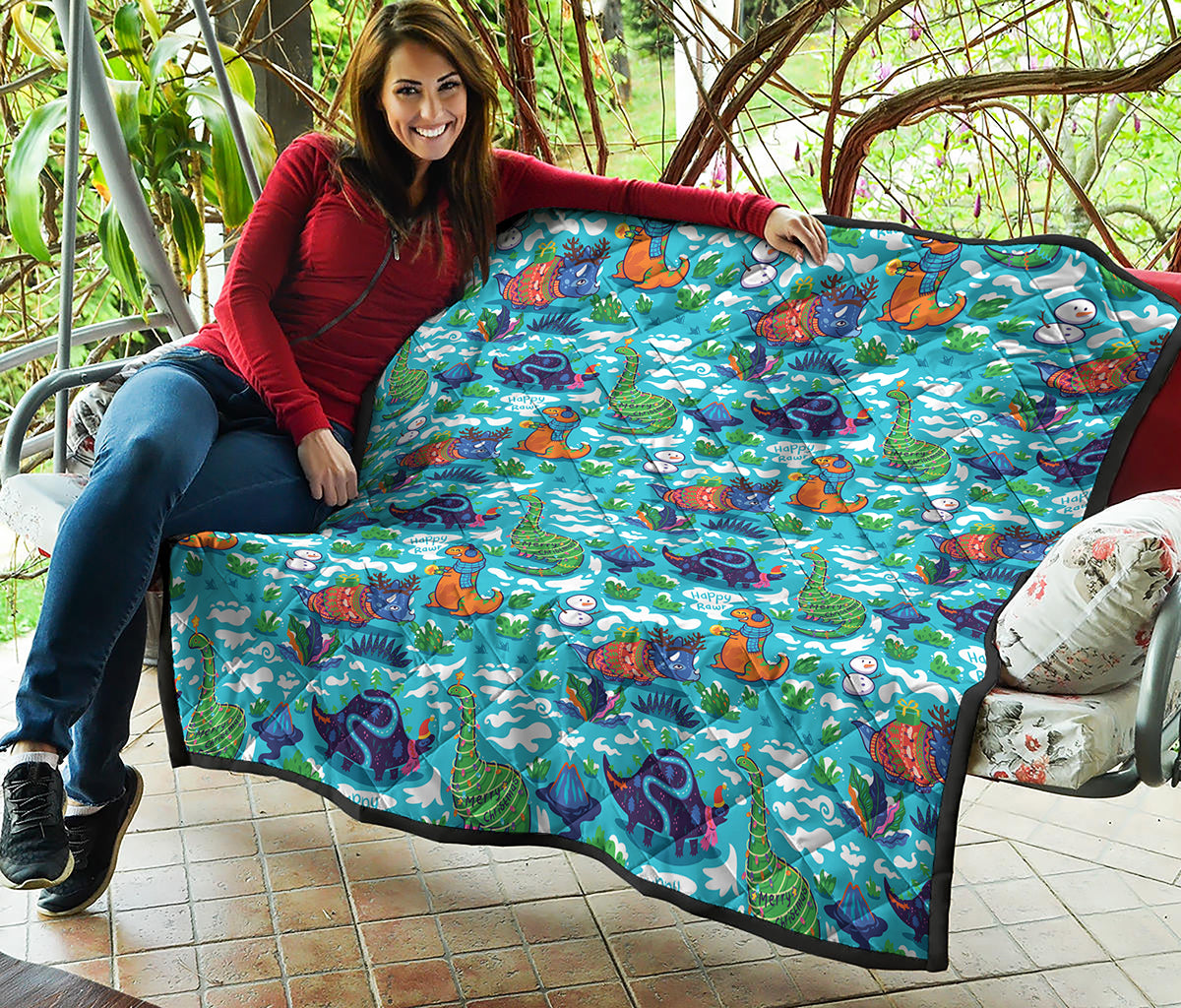 Xmas Dinosaur Pattern Print Quilt