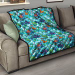 Xmas Dinosaur Pattern Print Quilt