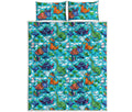 Xmas Dinosaur Pattern Print Quilt Bed Set