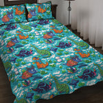 Xmas Dinosaur Pattern Print Quilt Bed Set