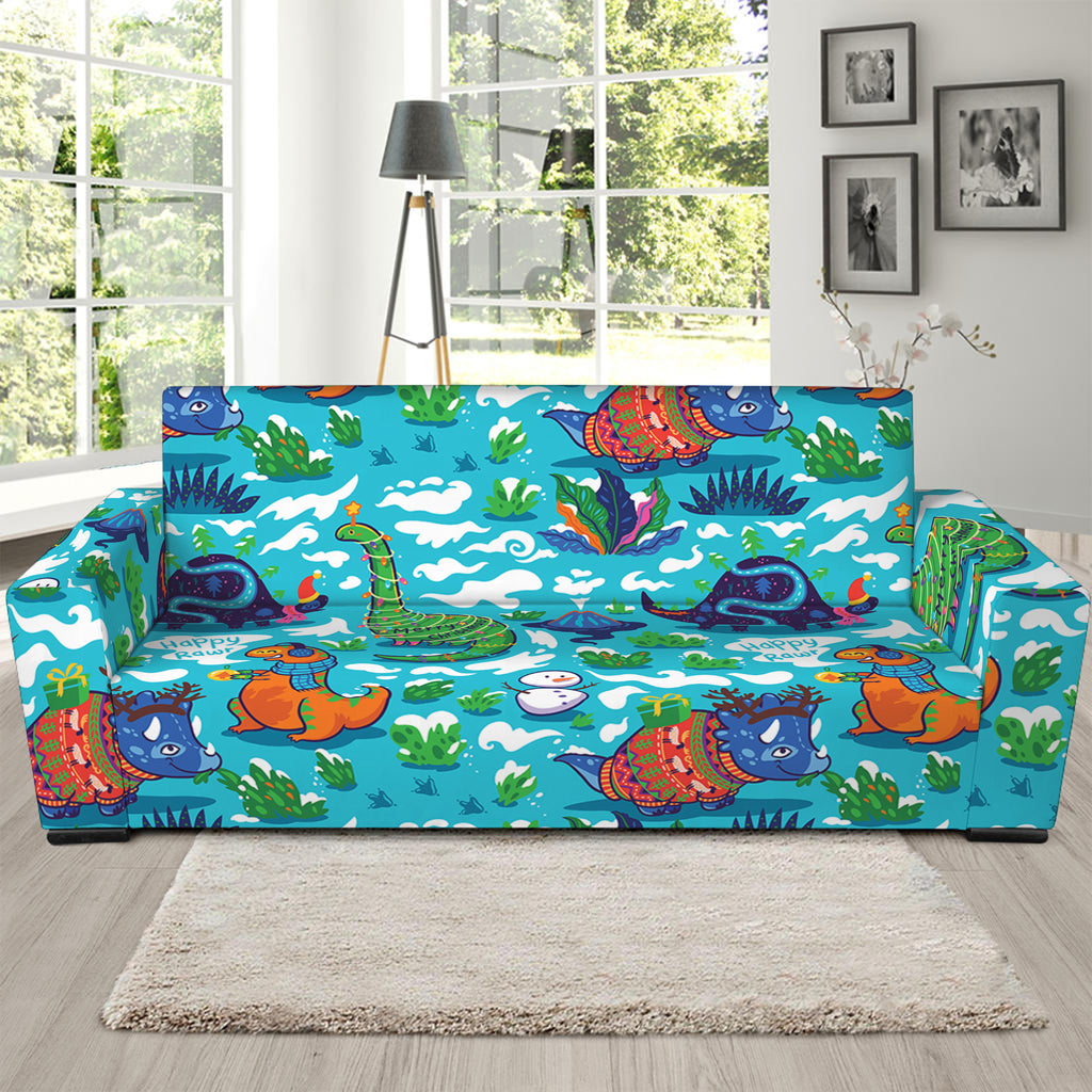 Xmas Dinosaur Pattern Print Sofa Slipcover