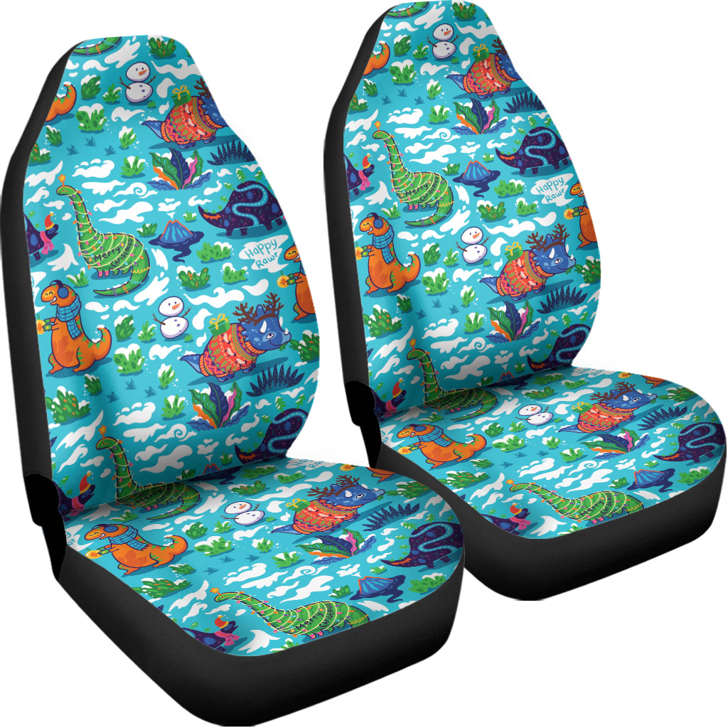 Xmas Dinosaur Pattern Print Universal Fit Car Seat Covers