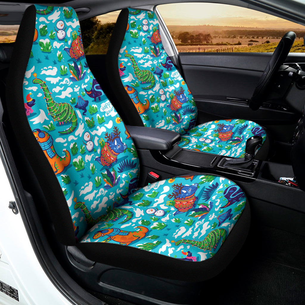 Xmas Dinosaur Pattern Print Universal Fit Car Seat Covers