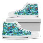 Xmas Dinosaur Pattern Print White High Top Shoes