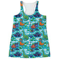 Xmas Dinosaur Pattern Print Women's Racerback Tank Top