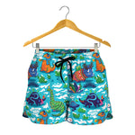 Xmas Dinosaur Pattern Print Women's Shorts