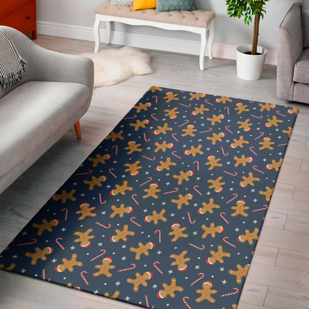 Xmas Gingerbread Man Pattern Print Area Rug