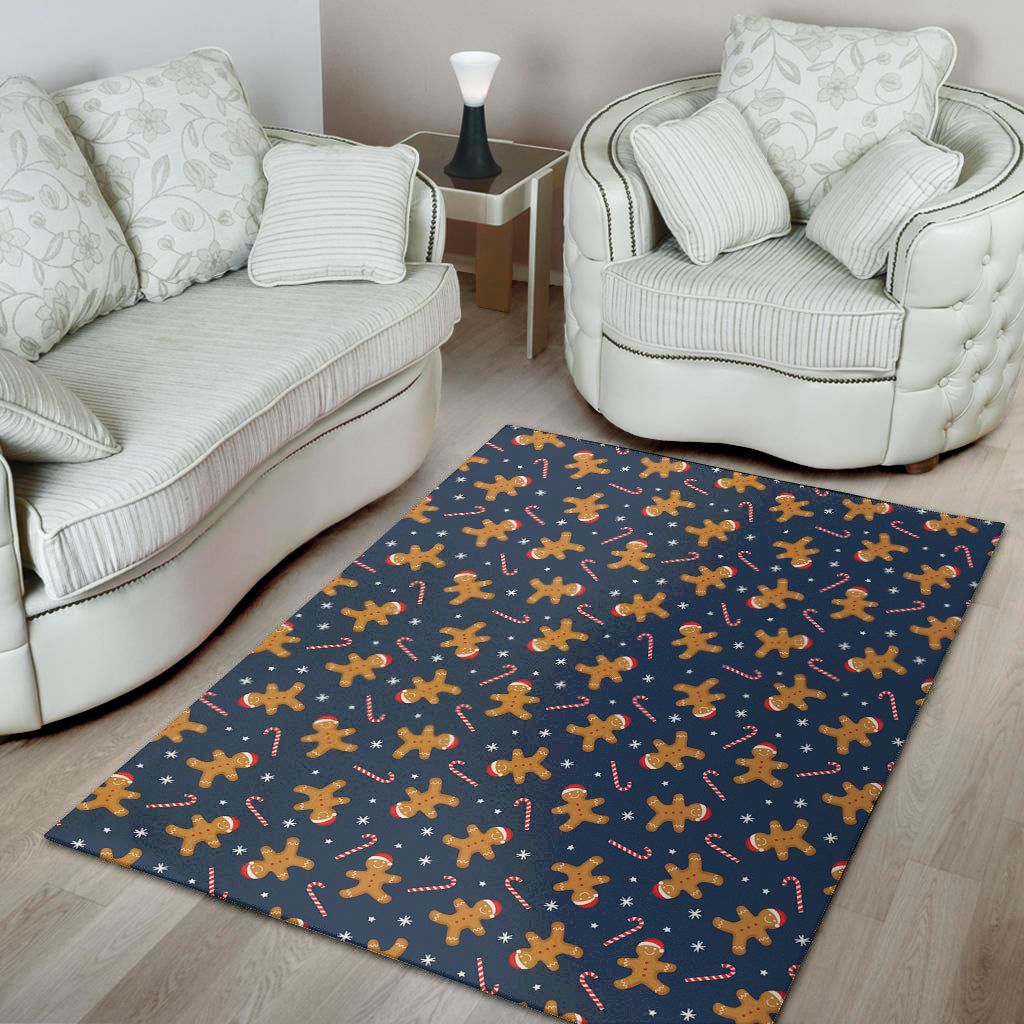 Xmas Gingerbread Man Pattern Print Area Rug