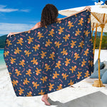 Xmas Gingerbread Man Pattern Print Beach Sarong Wrap