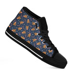 Xmas Gingerbread Man Pattern Print Black High Top Shoes