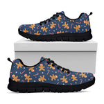 Xmas Gingerbread Man Pattern Print Black Sneakers