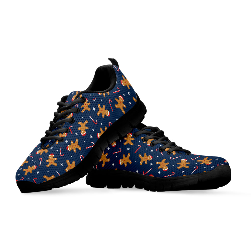 Xmas Gingerbread Man Pattern Print Black Sneakers