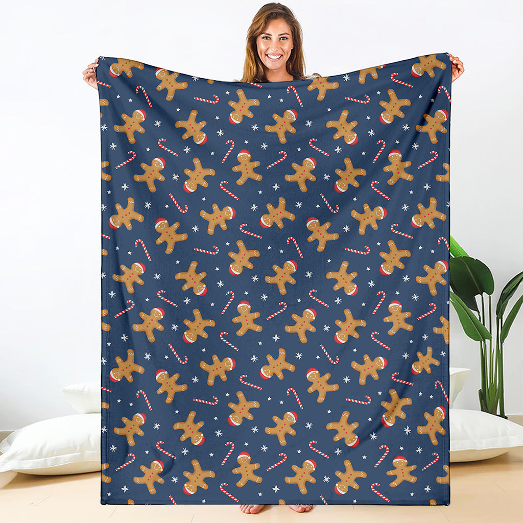 Xmas Gingerbread Man Pattern Print Blanket