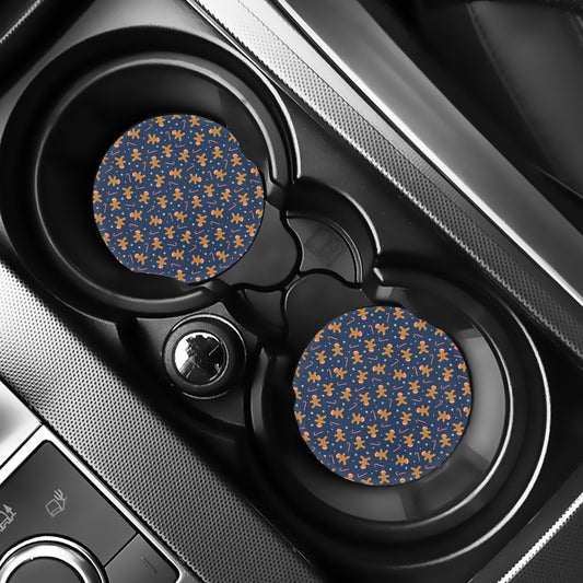 Xmas Gingerbread Man Pattern Print Car Coasters
