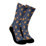 Xmas Gingerbread Man Pattern Print Crew Socks