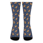 Xmas Gingerbread Man Pattern Print Crew Socks