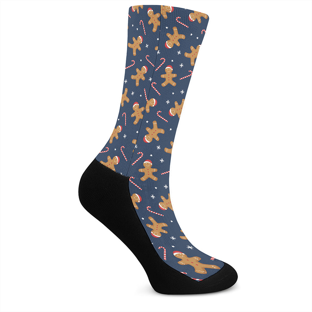 Xmas Gingerbread Man Pattern Print Crew Socks