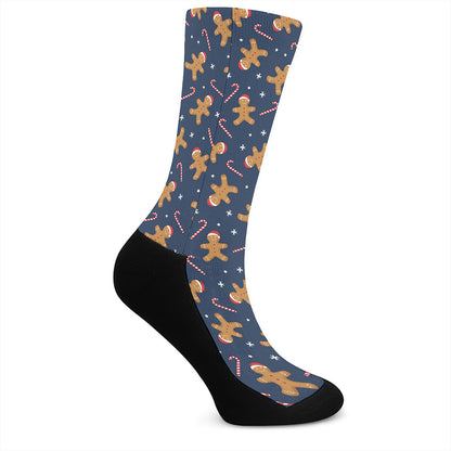 Xmas Gingerbread Man Pattern Print Crew Socks