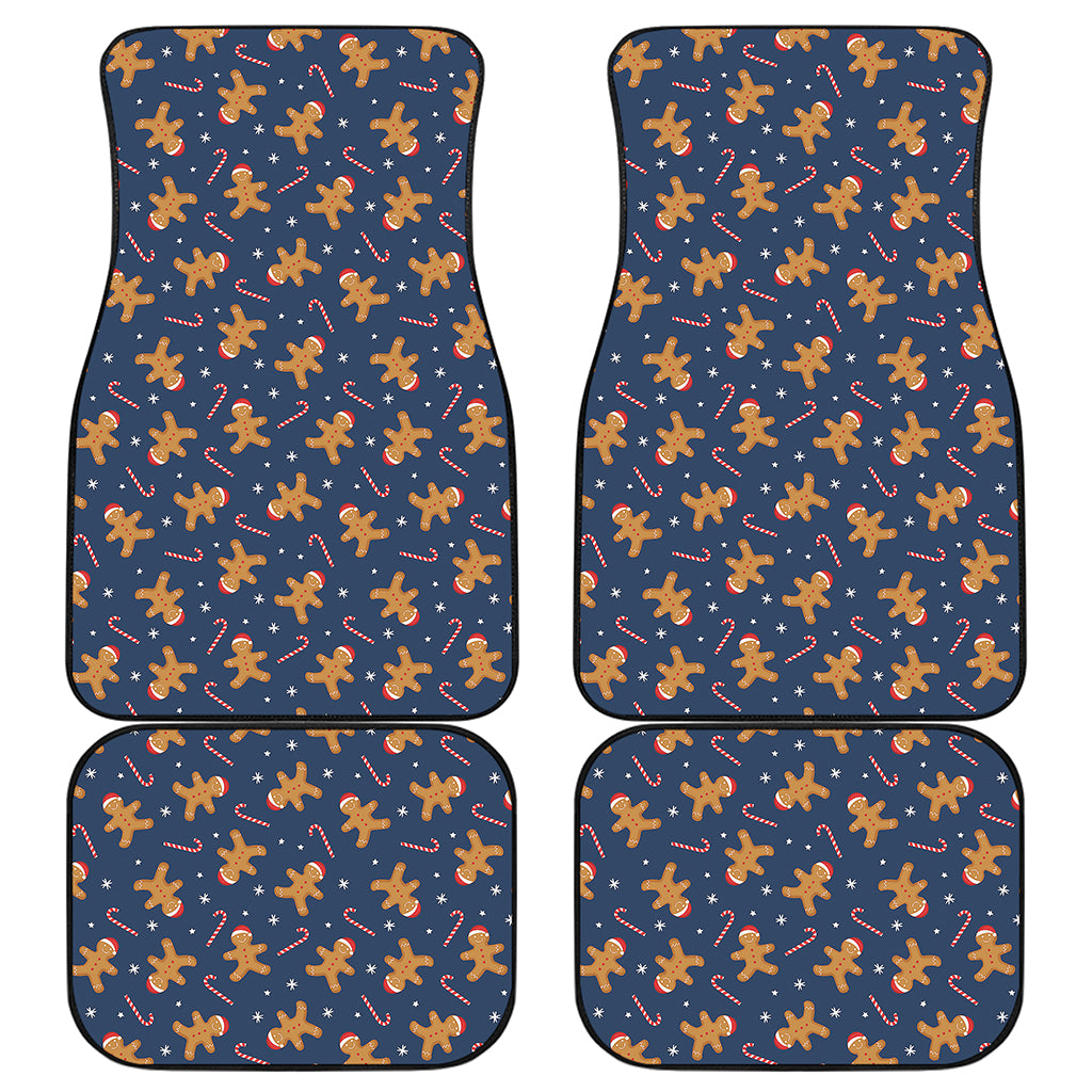 Xmas Gingerbread Man Pattern Print Front and Back Car Floor Mats