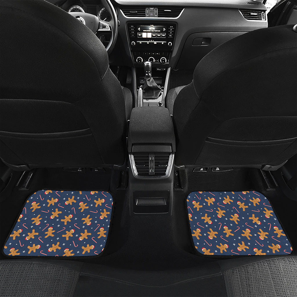 Xmas Gingerbread Man Pattern Print Front and Back Car Floor Mats