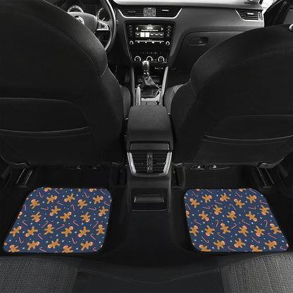 Xmas Gingerbread Man Pattern Print Front and Back Car Floor Mats