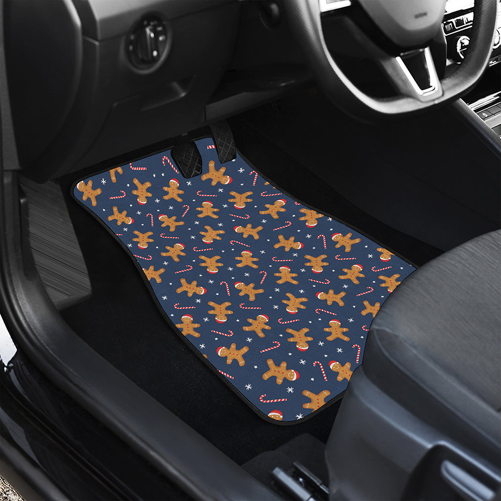 Xmas Gingerbread Man Pattern Print Front and Back Car Floor Mats