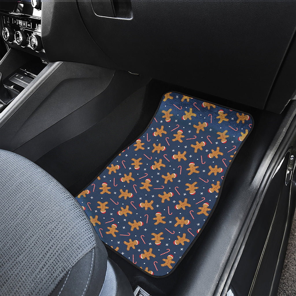 Xmas Gingerbread Man Pattern Print Front and Back Car Floor Mats