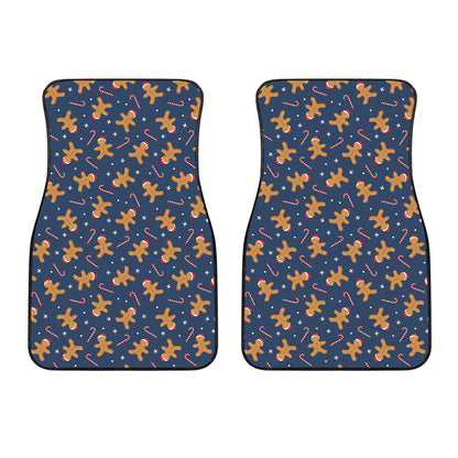 Xmas Gingerbread Man Pattern Print Front Car Floor Mats