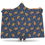 Xmas Gingerbread Man Pattern Print Hooded Blanket