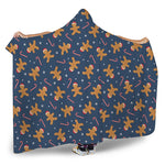 Xmas Gingerbread Man Pattern Print Hooded Blanket