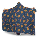 Xmas Gingerbread Man Pattern Print Hooded Blanket