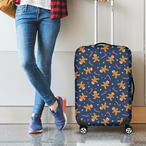 Xmas Gingerbread Man Pattern Print Luggage Cover