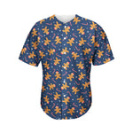 Xmas Gingerbread Man Pattern Print Men's Baseball Jersey